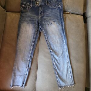 Amethyst Distressed Blue Ankle Jeans with Frayed Hem-Size 9